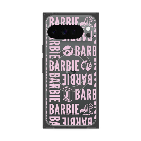 プレミアムスクエアケース with Pixelsnap［ Barbie - ロゴパターン3 - クリア ］