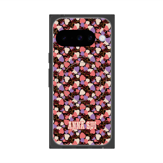 プレミアムスクエアケース with Pixelsnap［ ANNA SUI - HEARTS VINE - PINK ］