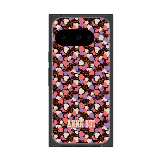 プレミアムスクエアケース with Pixelsnap［ ANNA SUI - HEARTS VINE - PINK ］