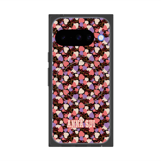 プレミアムスクエアケース with Pixelsnap［ ANNA SUI - HEARTS VINE - PINK ］