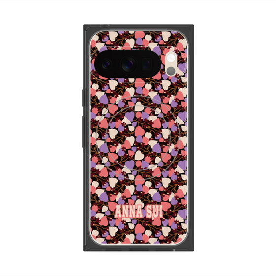 プレミアムスクエアケース with Pixelsnap［ ANNA SUI - HEARTS VINE - PINK ］