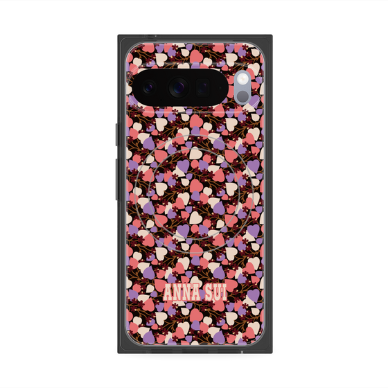 プレミアムスクエアケース with Pixelsnap［ ANNA SUI - HEARTS VINE - PINK ］