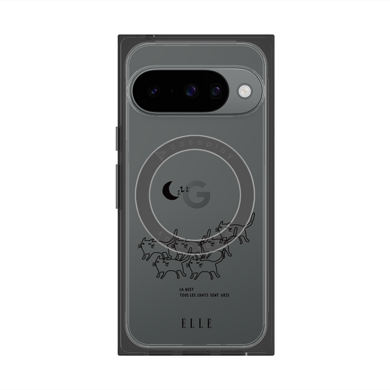 プレミアムスクエアケース with Pixelsnap［ ELLE - All cats are grey in the dark ］