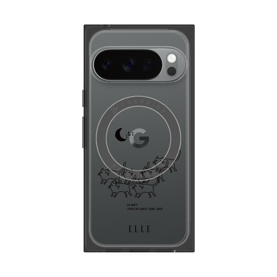 プレミアムスクエアケース with Pixelsnap［ ELLE - All cats are grey in the dark ］