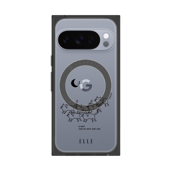 プレミアムスクエアケース with Pixelsnap［ ELLE - All cats are grey in the dark ］