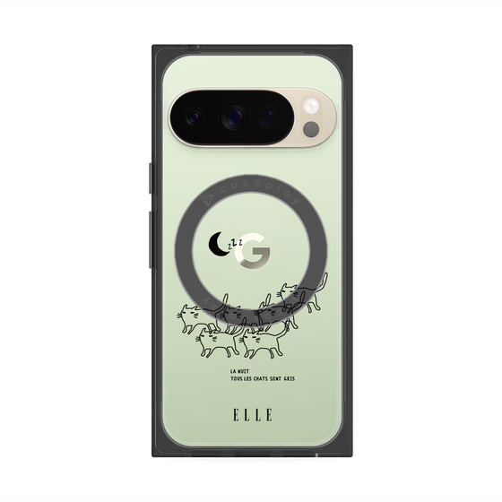 プレミアムスクエアケース with Pixelsnap［ ELLE - All cats are grey in the dark ］