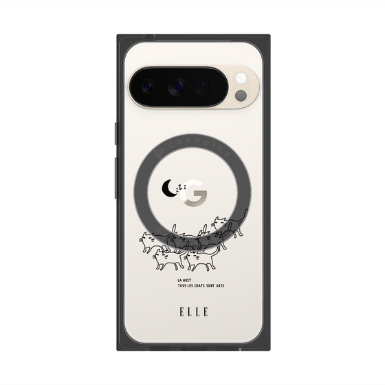 プレミアムスクエアケース with Pixelsnap［ ELLE - All cats are grey in the dark ］