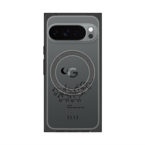 プレミアムスクエアケース with Pixelsnap［ ELLE - All cats are grey in the dark ］