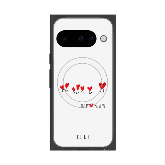 プレミアムスクエアケース with Pixelsnap［ ELLE - Let who love me follow me - ホワイト ］