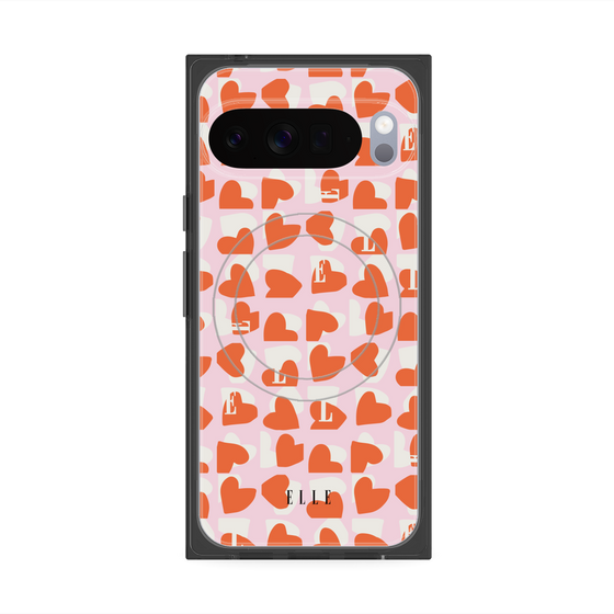 プレミアムスクエアケース with Pixelsnap［ ELLE - Saint Valentin - ペールピンク ］