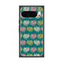 プレミアムスクエアケース with Pixelsnap［ ELLE - Cat Pattern - グリーン ］