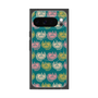 プレミアムスクエアケース with Pixelsnap［ ELLE - Cat Pattern - グリーン ］