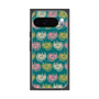 プレミアムスクエアケース with Pixelsnap［ ELLE - Cat Pattern - グリーン ］