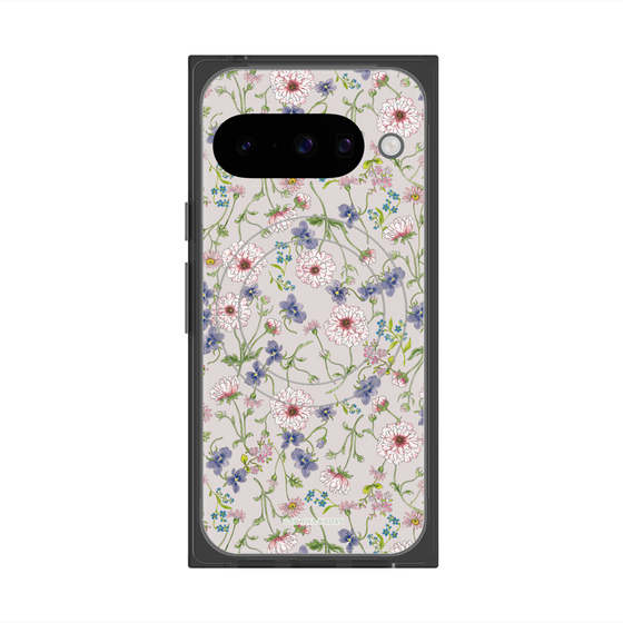 プレミアムスクエアケース with Pixelsnap［ 日比谷花壇 - FloralSymphony - ベージュ ］