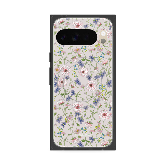 プレミアムスクエアケース with Pixelsnap［ 日比谷花壇 - FloralSymphony - ベージュ ］