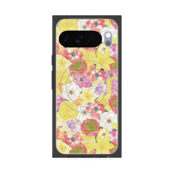プレミアムスクエアケース with Pixelsnap［ 日比谷花壇 - HarmonyinBloom - イエロー ］
