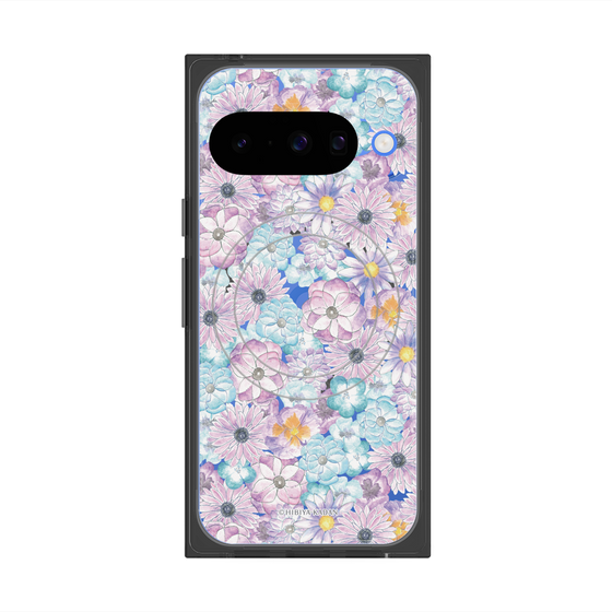 プレミアムスクエアケース with Pixelsnap［ 日比谷花壇 - HarmonyinBloom - パープル ］
