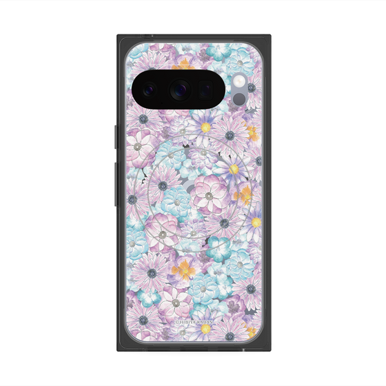 プレミアムスクエアケース with Pixelsnap［ 日比谷花壇 - HarmonyinBloom - パープル ］