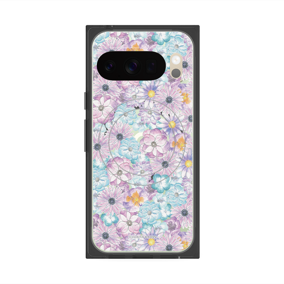 プレミアムスクエアケース with Pixelsnap［ 日比谷花壇 - HarmonyinBloom - パープル ］