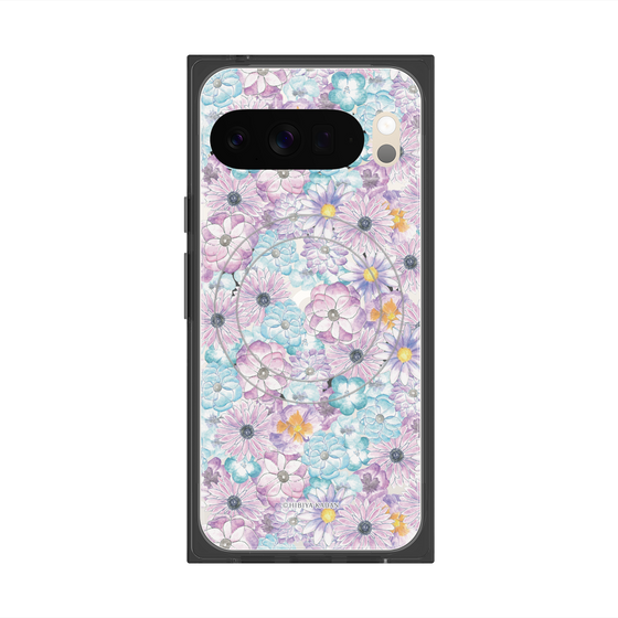プレミアムスクエアケース with Pixelsnap［ 日比谷花壇 - HarmonyinBloom - パープル ］
