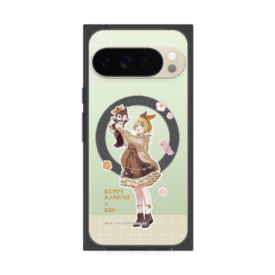 プレミアムスクエアケース with Pixelsnap［ 初音ミク×クッピーラムネ - 鏡音リン×ラム - 等身イラスト2 ］