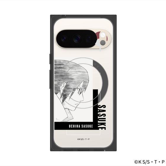 プレミアムスクエアケース with Pixelsnap［ NARUTO-ナルト- 疾風伝 - うちはサスケ - 線画 ］