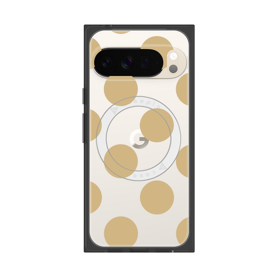 プレミアムスクエアケース with Pixelsnap［ シンプルドット - Beige ］