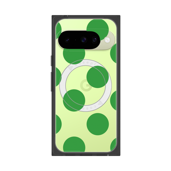 プレミアムスクエアケース with Pixelsnap［ シンプルドット - Green ］