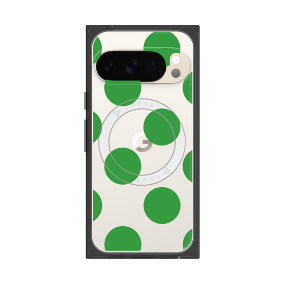 プレミアムスクエアケース with Pixelsnap［ シンプルドット - Green ］