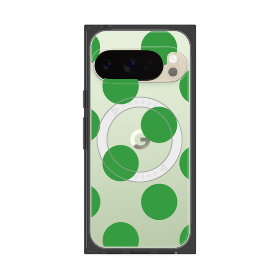 プレミアムスクエアケース with Pixelsnap［ シンプルドット - Green ］