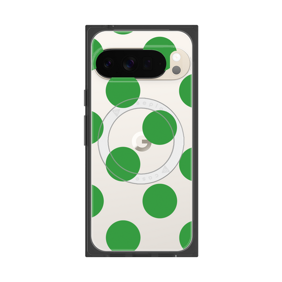 プレミアムスクエアケース with Pixelsnap［ シンプルドット - Green ］