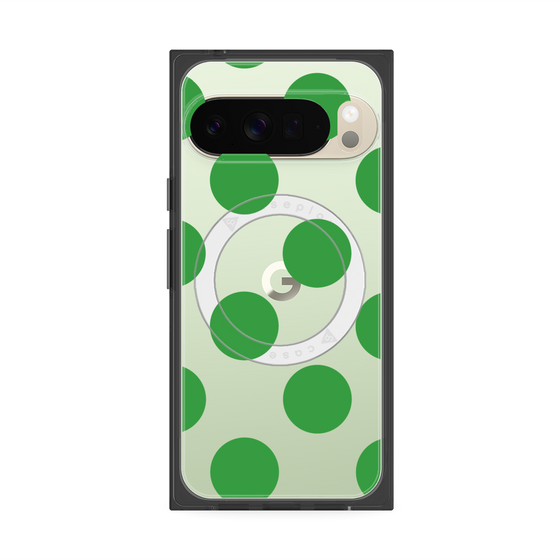 プレミアムスクエアケース with Pixelsnap［ シンプルドット - Green ］