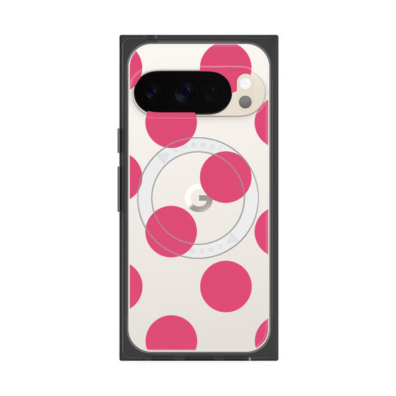 プレミアムスクエアケース with Pixelsnap［ シンプルドット - Pink ］