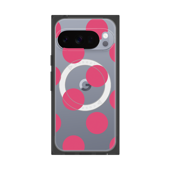 プレミアムスクエアケース with Pixelsnap［ シンプルドット - Pink ］