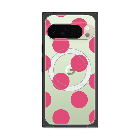 プレミアムスクエアケース with Pixelsnap［ シンプルドット - Pink ］