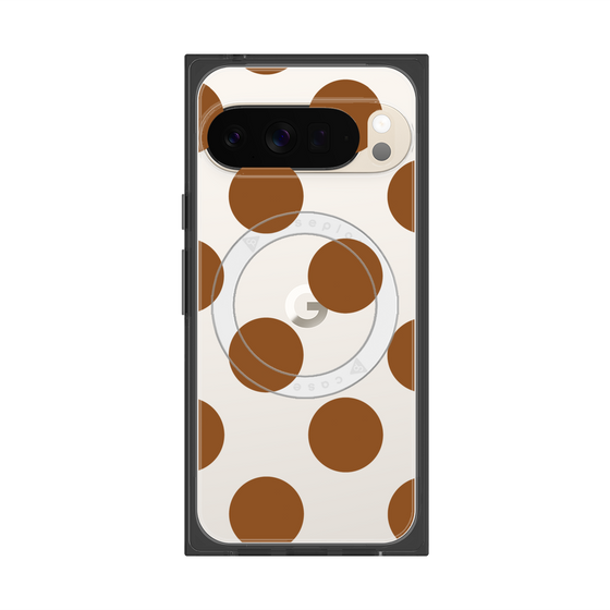 プレミアムスクエアケース with Pixelsnap［ シンプルドット - Brown ］