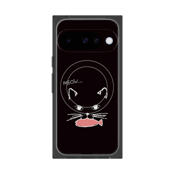プレミアムスクエアケース with Pixelsnap［ 食いしん坊なねこ - Black ］
