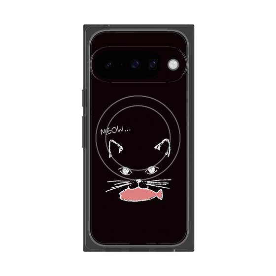 プレミアムスクエアケース with Pixelsnap［ 食いしん坊なねこ - Black ］