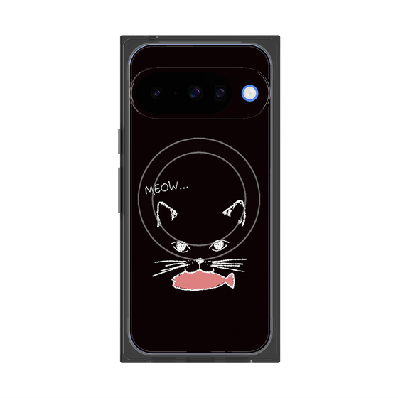 プレミアムスクエアケース with Pixelsnap［ 食いしん坊なねこ - Black ］