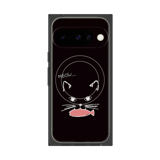 プレミアムスクエアケース with Pixelsnap［ 食いしん坊なねこ - Black ］