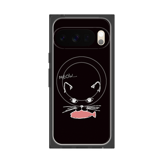 プレミアムスクエアケース with Pixelsnap［ 食いしん坊なねこ - Black ］