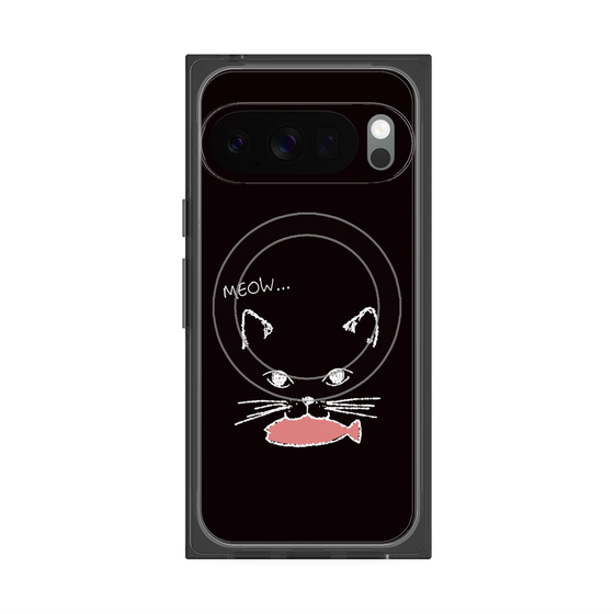プレミアムスクエアケース with Pixelsnap［ 食いしん坊なねこ - Black ］
