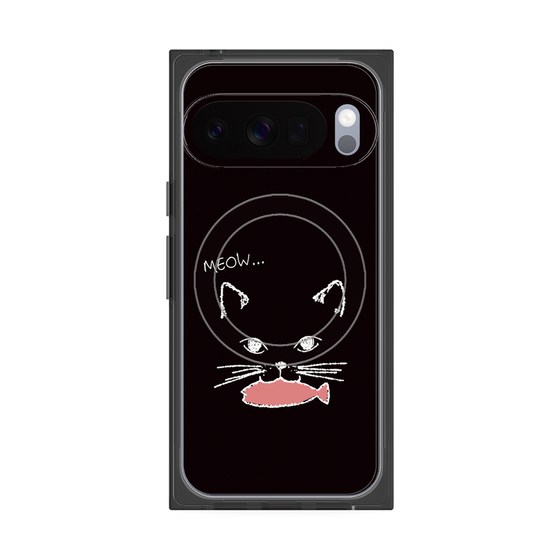 プレミアムスクエアケース with Pixelsnap［ 食いしん坊なねこ - Black ］
