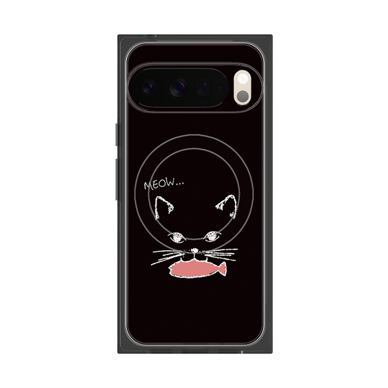 プレミアムスクエアケース with Pixelsnap［ 食いしん坊なねこ - Black ］