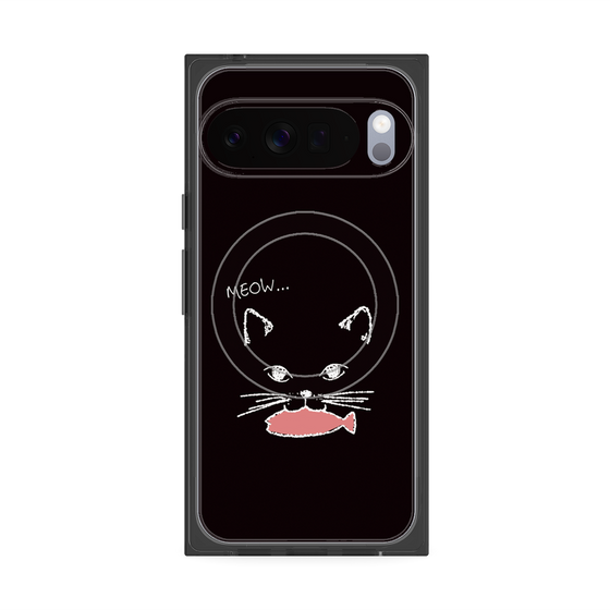 プレミアムスクエアケース with Pixelsnap［ 食いしん坊なねこ - Black ］