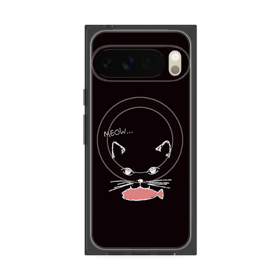 プレミアムスクエアケース with Pixelsnap［ 食いしん坊なねこ - Black ］