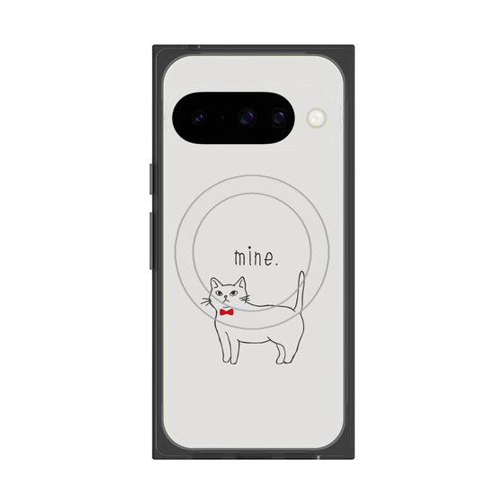 プレミアムスクエアケース with Pixelsnap［ 蝶ネクタイねこ - White ］