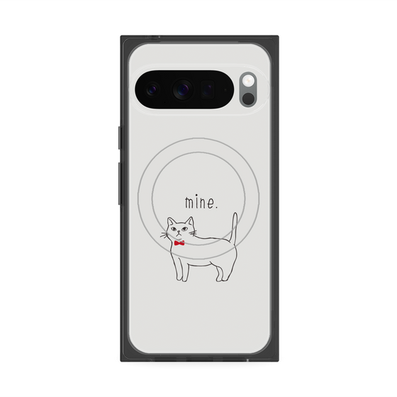 プレミアムスクエアケース with Pixelsnap［ 蝶ネクタイねこ - White ］