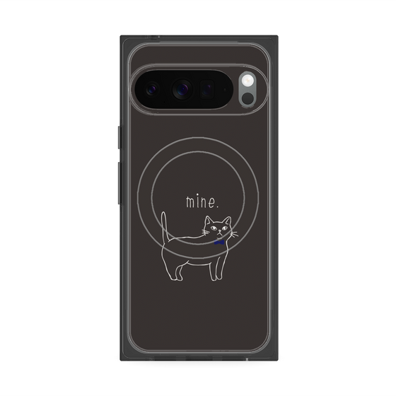 プレミアムスクエアケース with Pixelsnap［ 蝶ネクタイねこ - Black ］