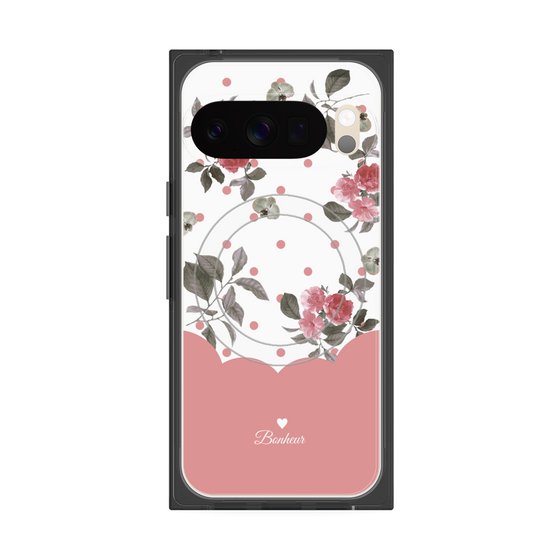 プレミアムスクエアケース with Pixelsnap［ ツインドットフラワー - Pink ］